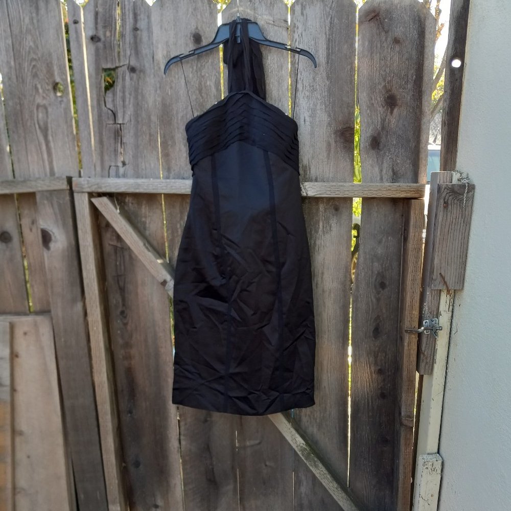 Black Pleated Halter Tie Neck Cocktail Dress Size 8 Cocktail Wedding Guest 90s